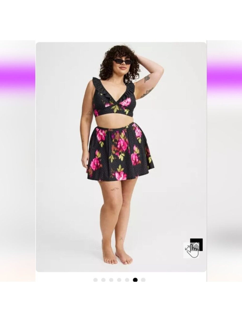 Torrid Wireless Floral Ruffle Bikini Top & Swim Skirt With Bottoms NWT Sz 4x - Picture 15 of 16